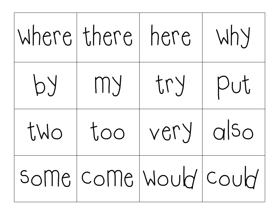 Trick Word Flashcards, Page 3