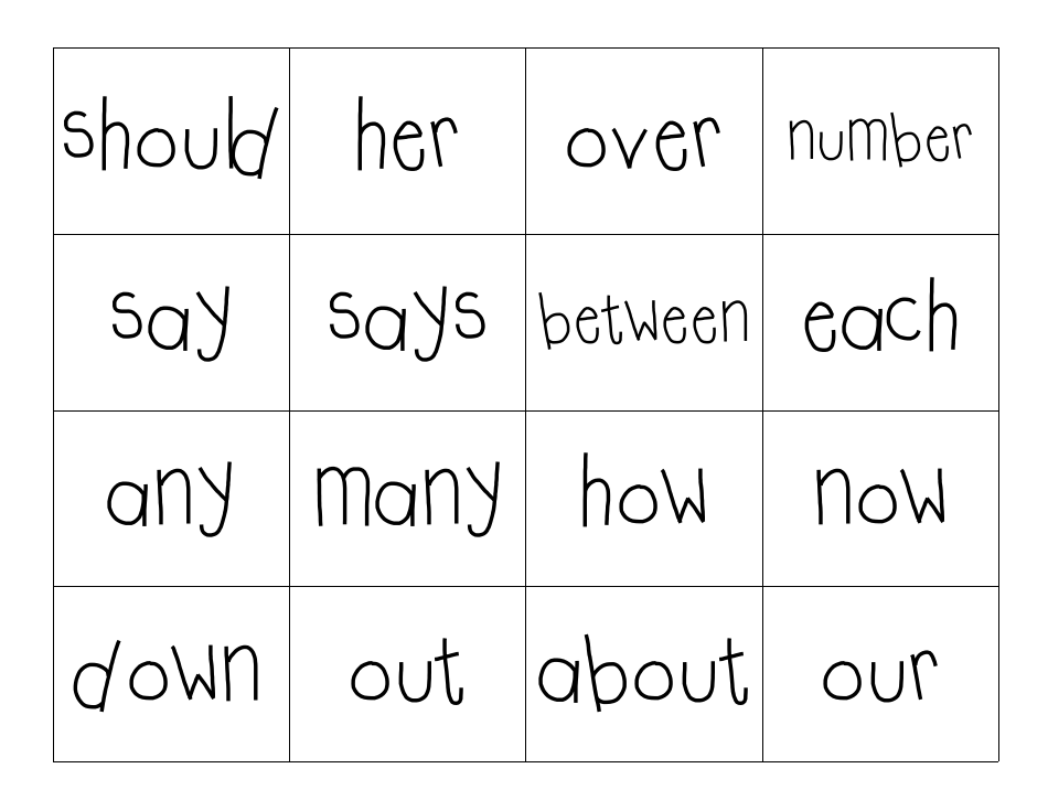 Trick Word Flashcards, Page 4