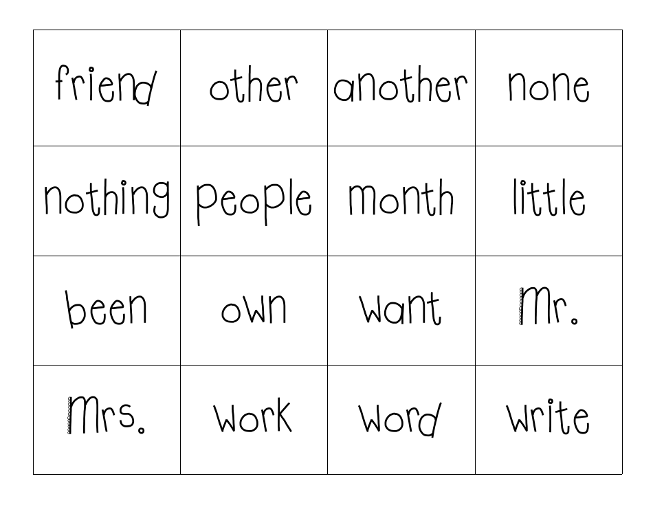Trick Word Flashcards, Page 5