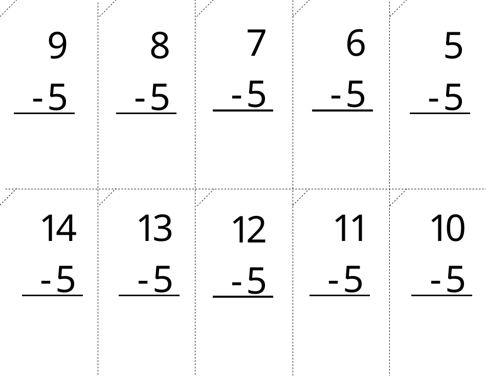 Math Facts Flashcards - Subtraction, Page 13