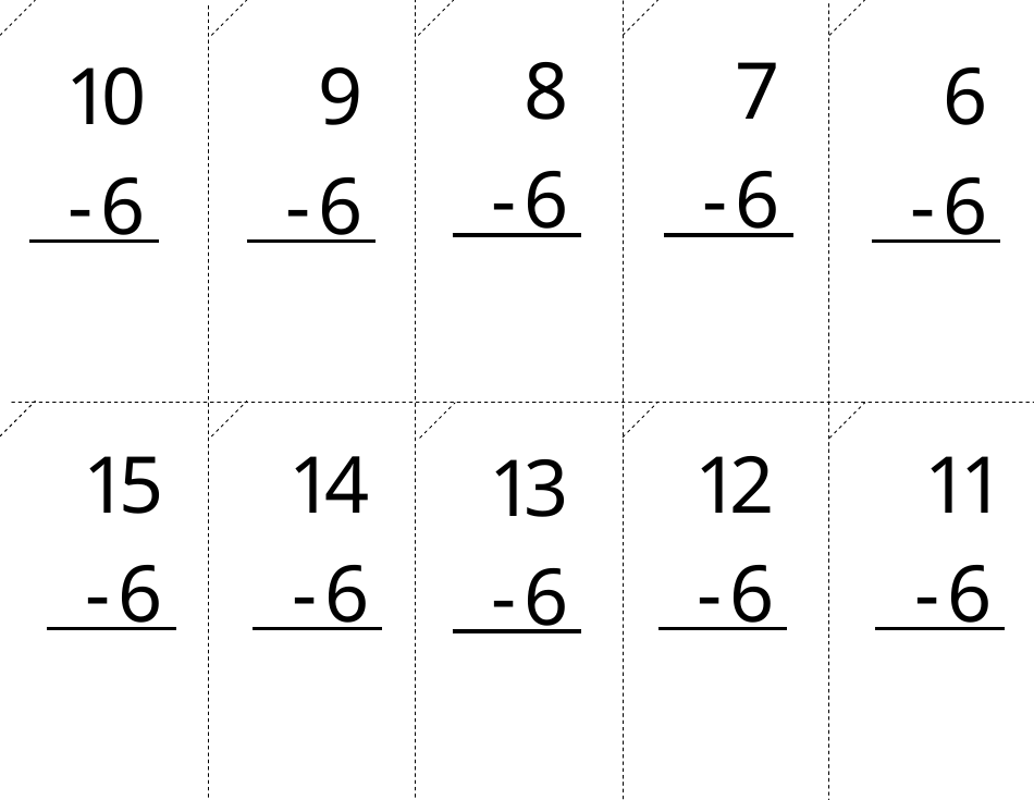 Math Facts Flashcards - Subtraction, Page 15