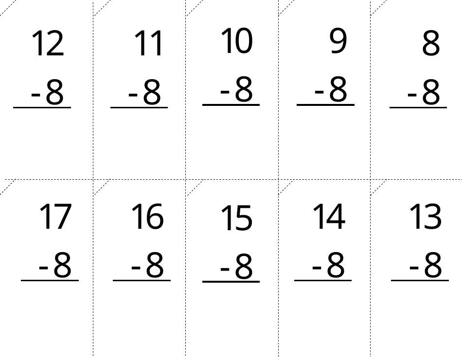 Math Facts Flashcards - Subtraction, Page 19