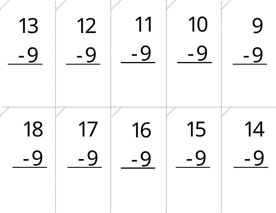Math Facts Flashcards - Subtraction, Page 21
