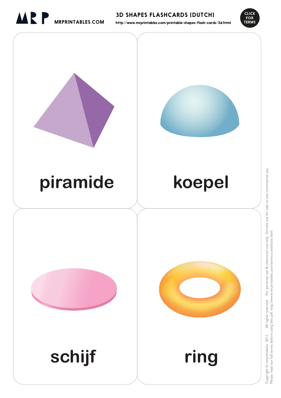 Dutch Flashcards - 3d Shapes, Page 2