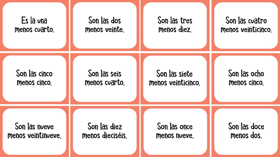 Spanish Flashcards - Time, Page 9