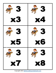 Cowboy Multiplication Flashcards, Page 10