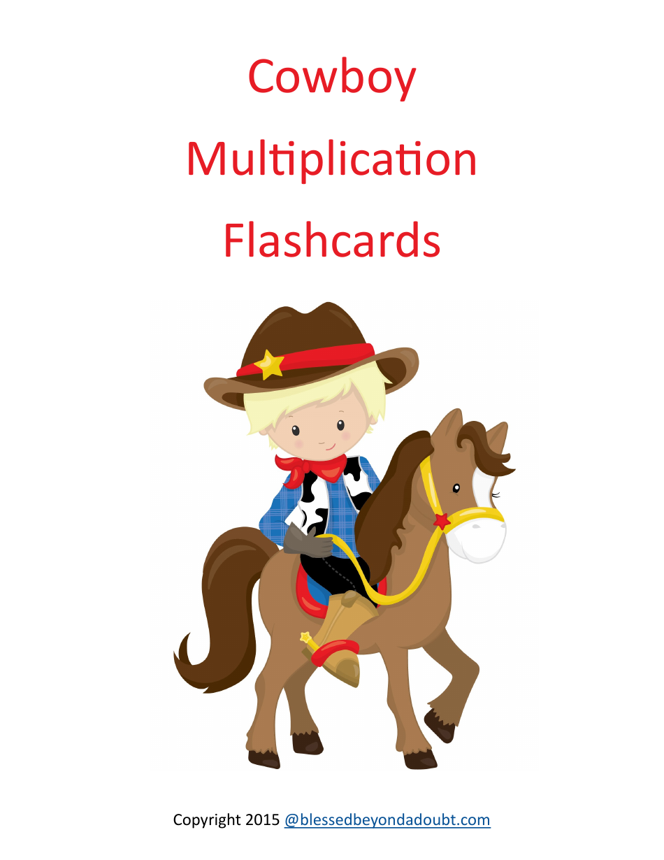 Cowboy Multiplication Flashcards, Page 1