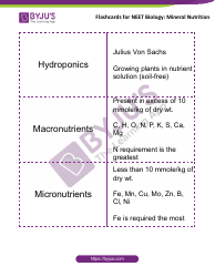 Document preview: Neet Biology Flashcards - Mineral Nutrition
