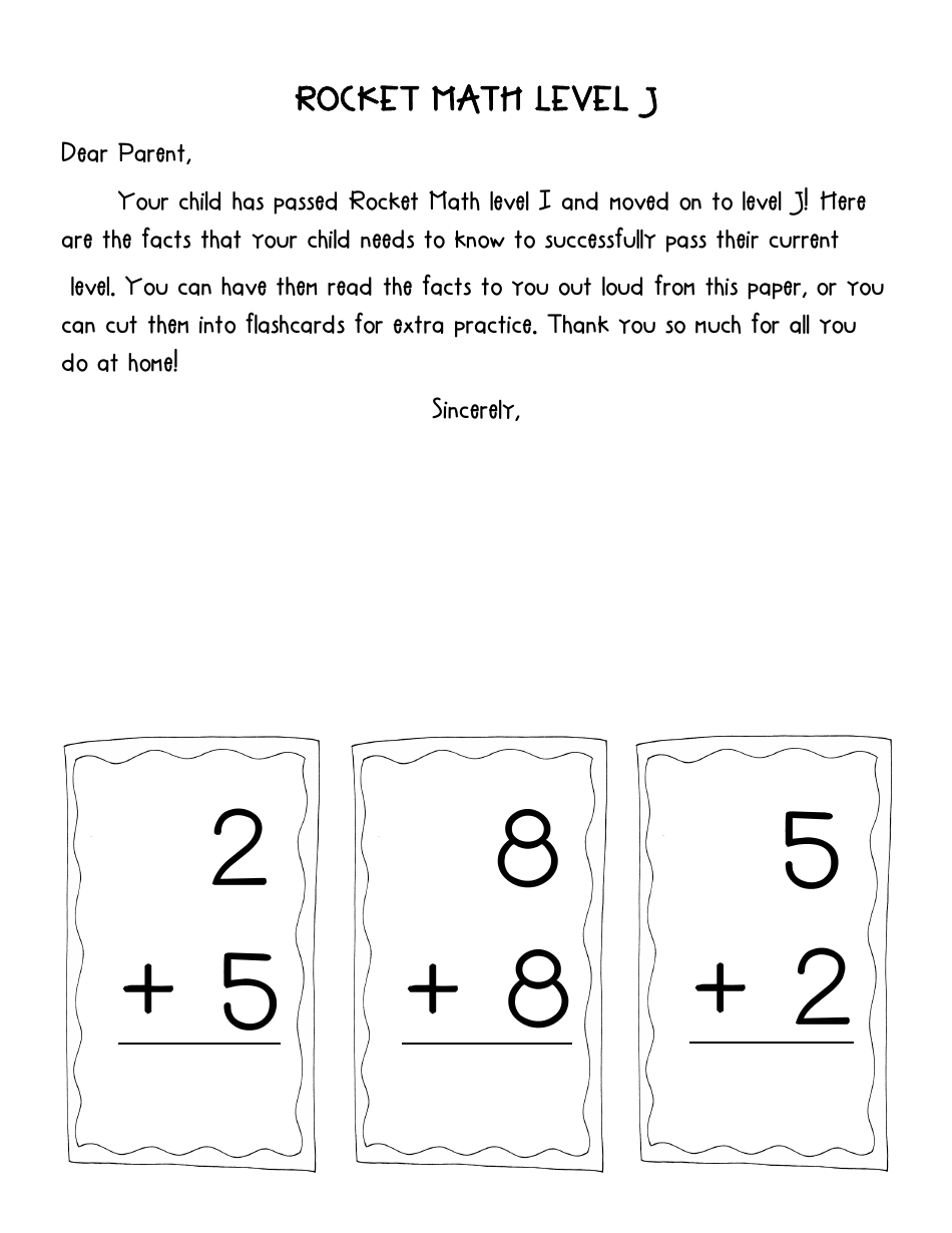 Rocket Math Flashcards, Page 10