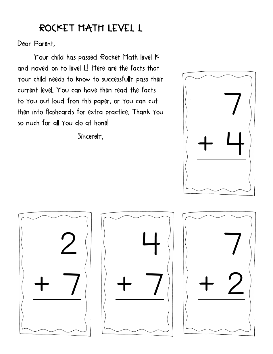 Rocket Math Flashcards, Page 12