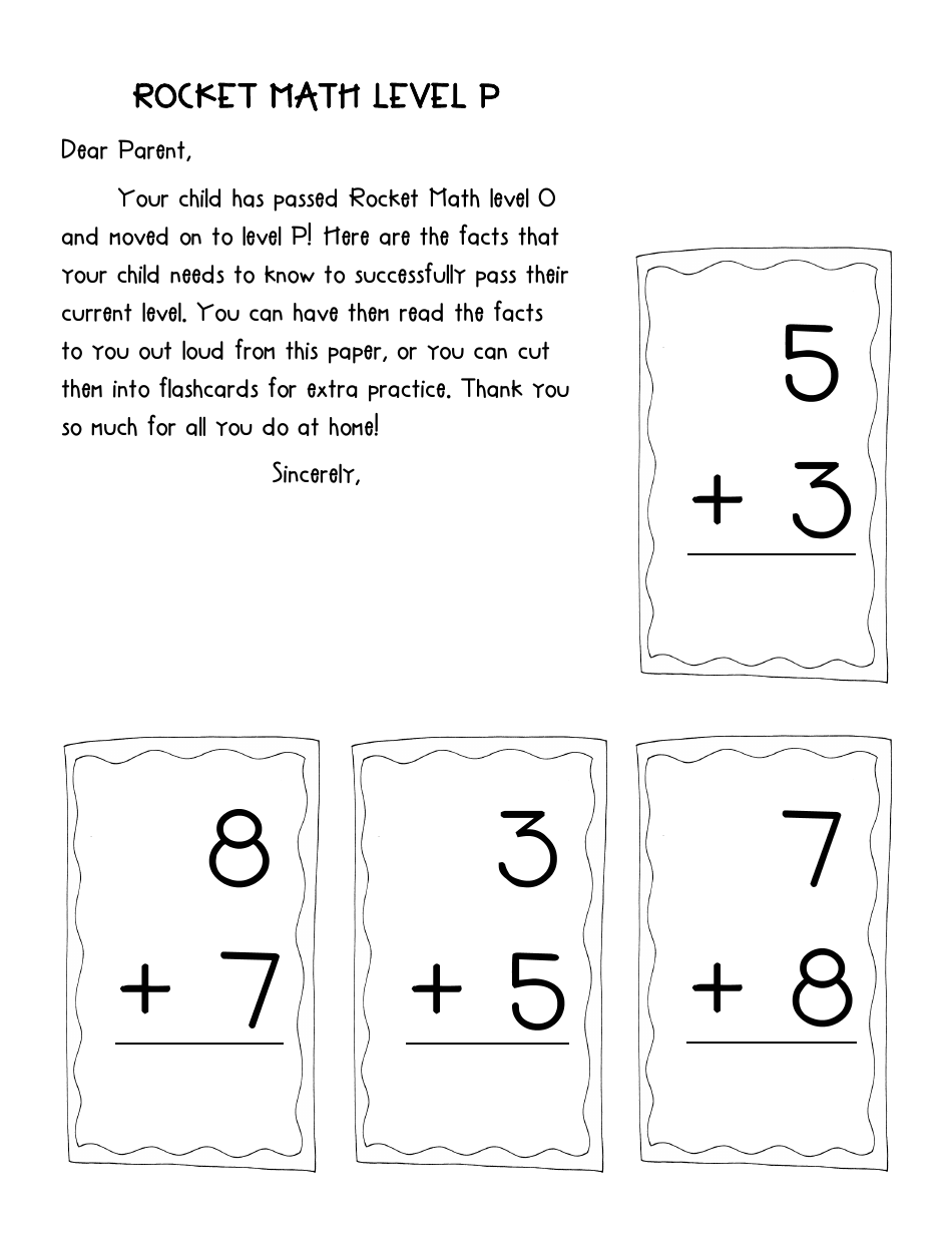 Rocket Math Flashcards, Page 16