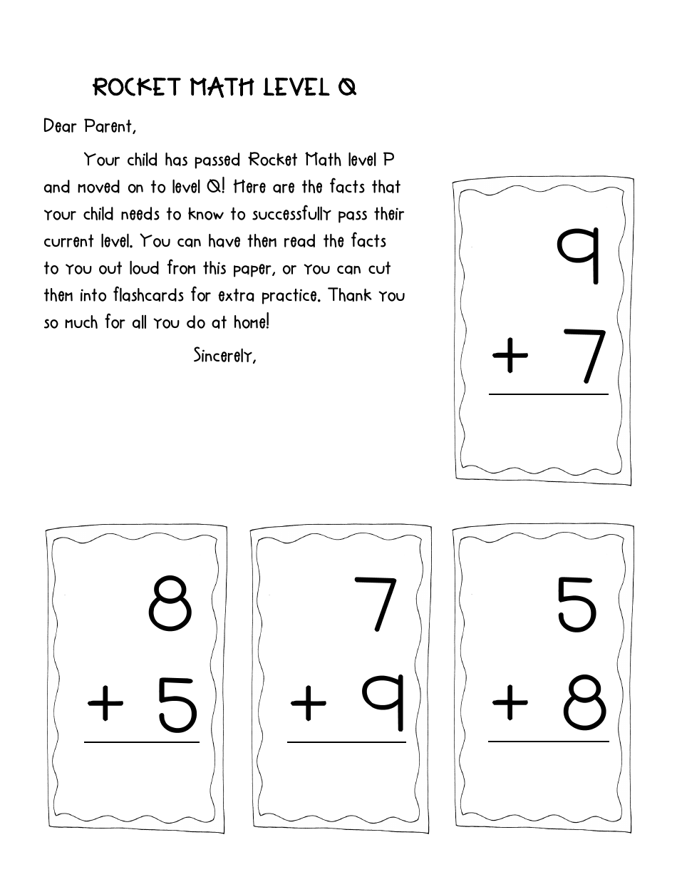 Rocket Math Flashcards, Page 17