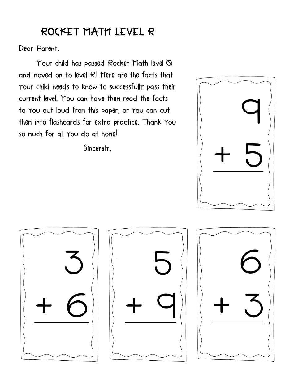 Rocket Math Flashcards, Page 18