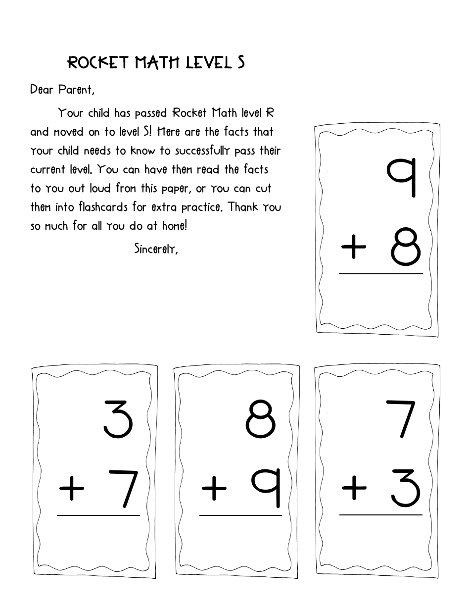 Rocket Math Flashcards, Page 19