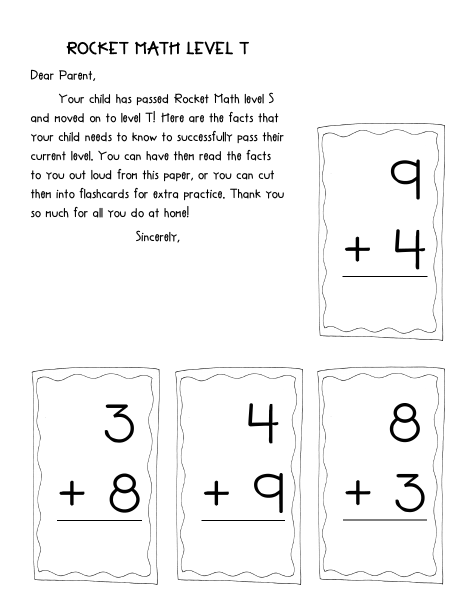 Rocket Math Flashcards, Page 20