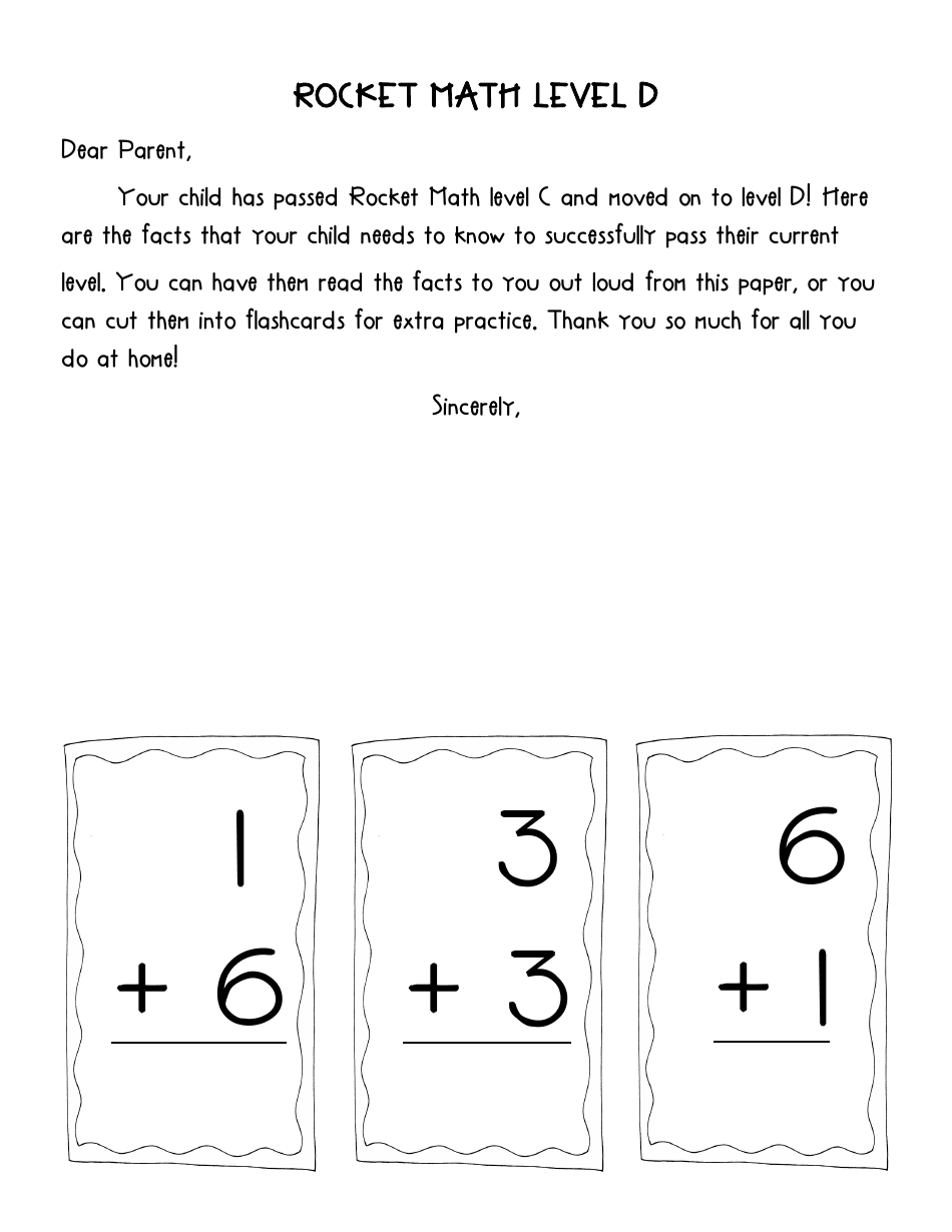 Rocket Math Flashcards, Page 4