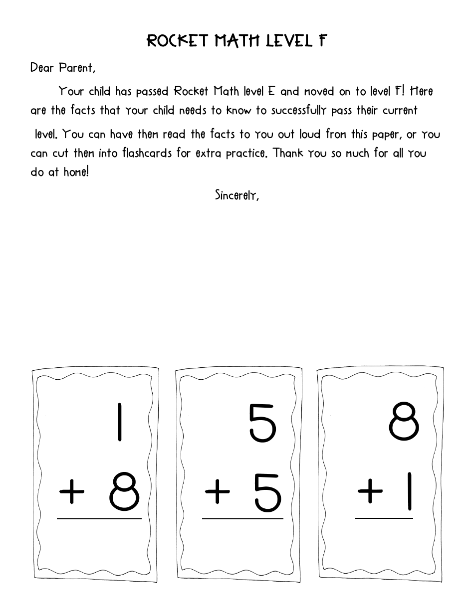 Rocket Math Flashcards, Page 6