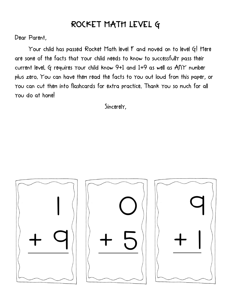 Rocket Math Flashcards, Page 7