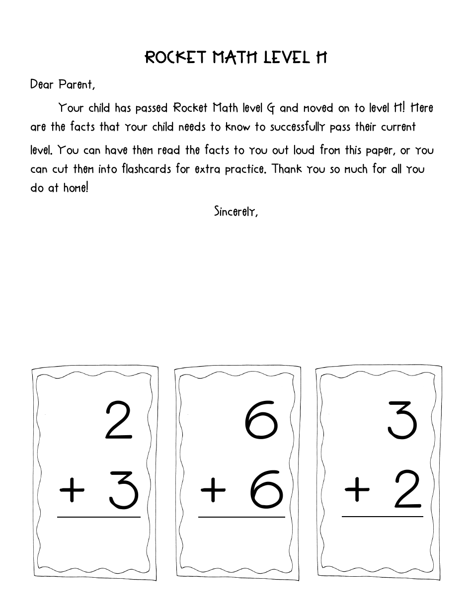 Rocket Math Flashcards, Page 8