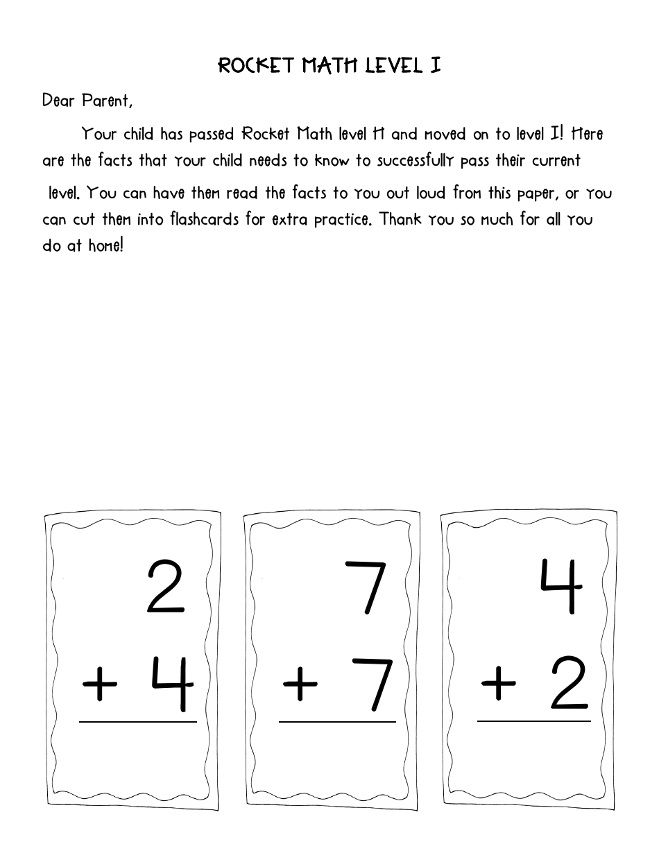 Rocket Math Flashcards, Page 9