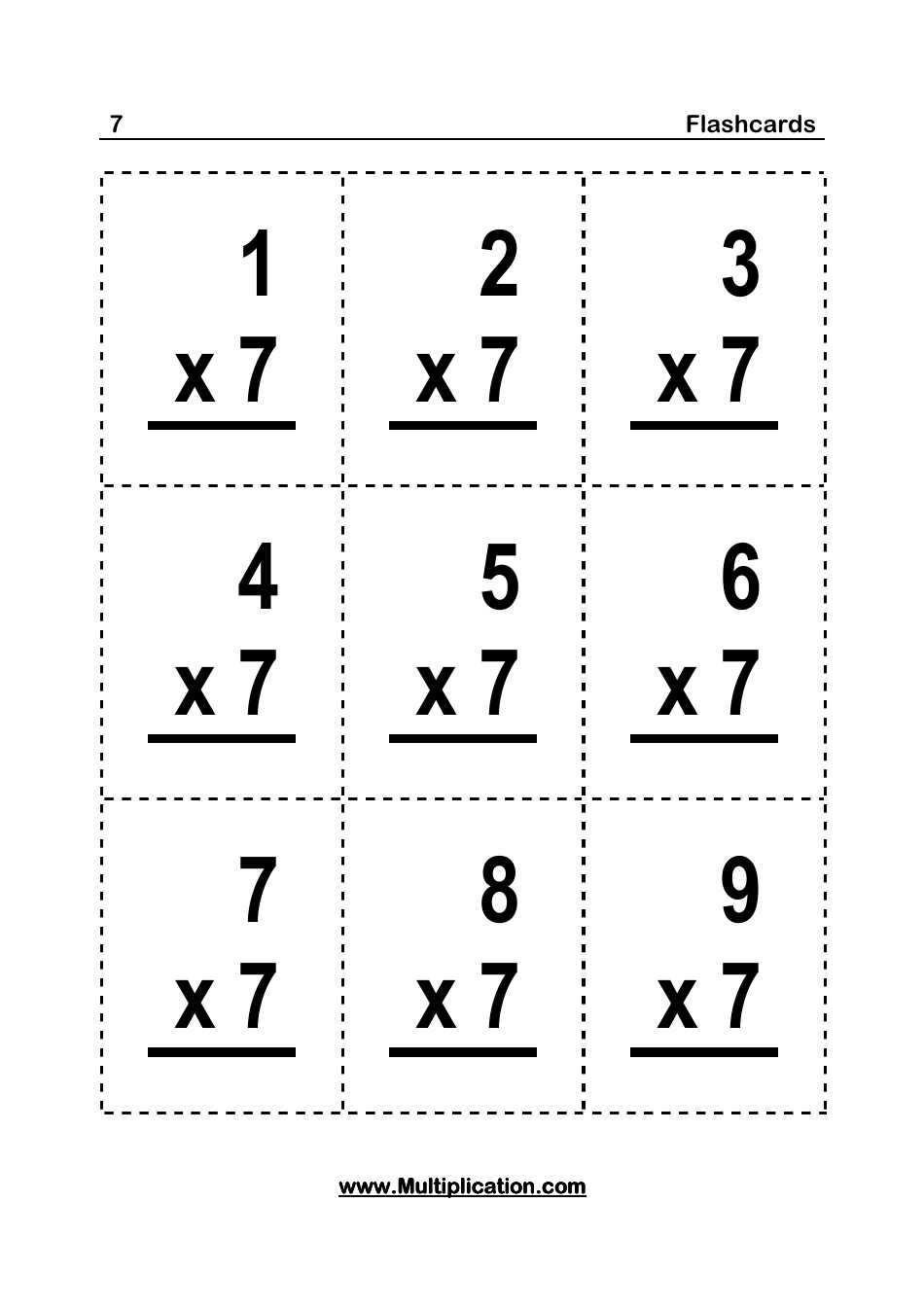 0-12 Multiplication Flashcards, Page 15