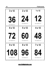 0-12 Multiplication Flashcards, Page 26