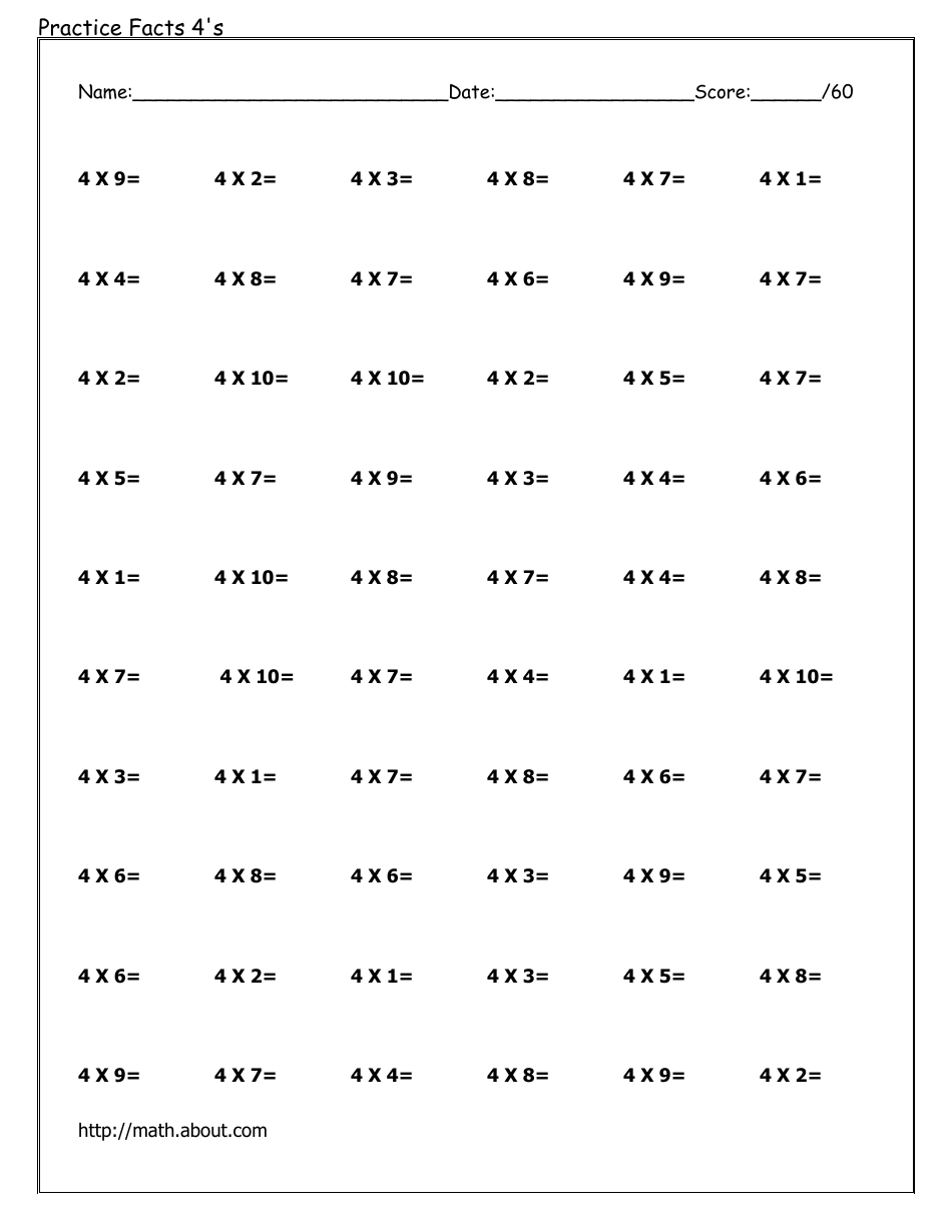 0-12 Multiplication Flashcards, Page 29