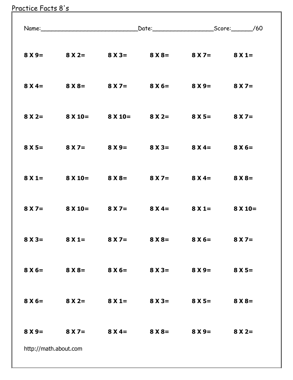 0-12 Multiplication Flashcards, Page 33