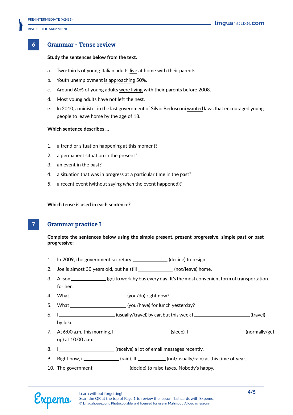 Pre-intermediate English Worksheet: Youth Unemployment - Linguahouse, Page 4