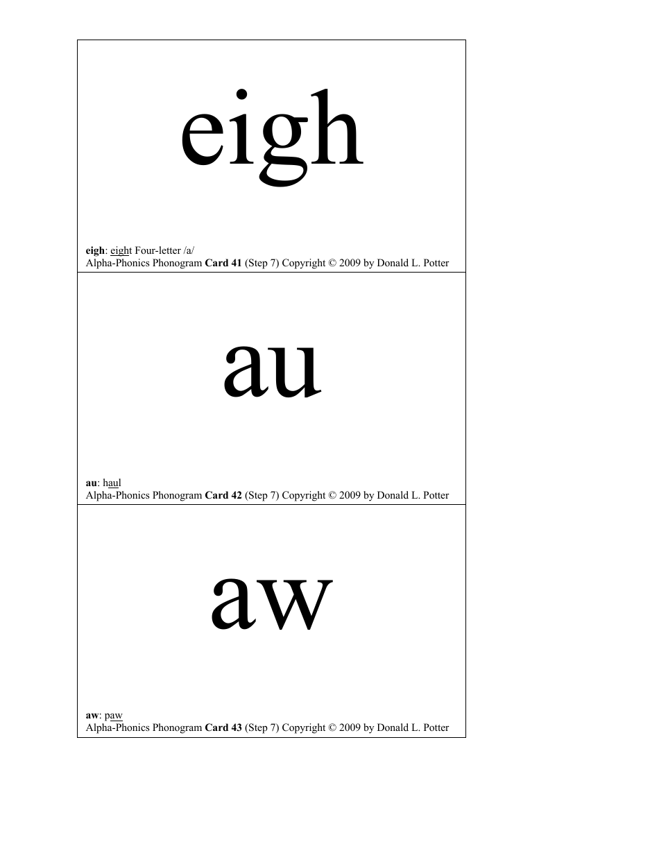 English Phonogram Flashcards - Donald L. Potter, Page 19