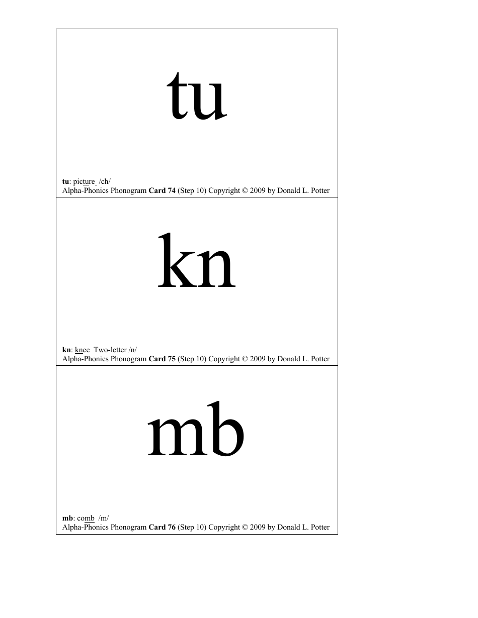 English Phonogram Flashcards - Donald L. Potter, Page 30