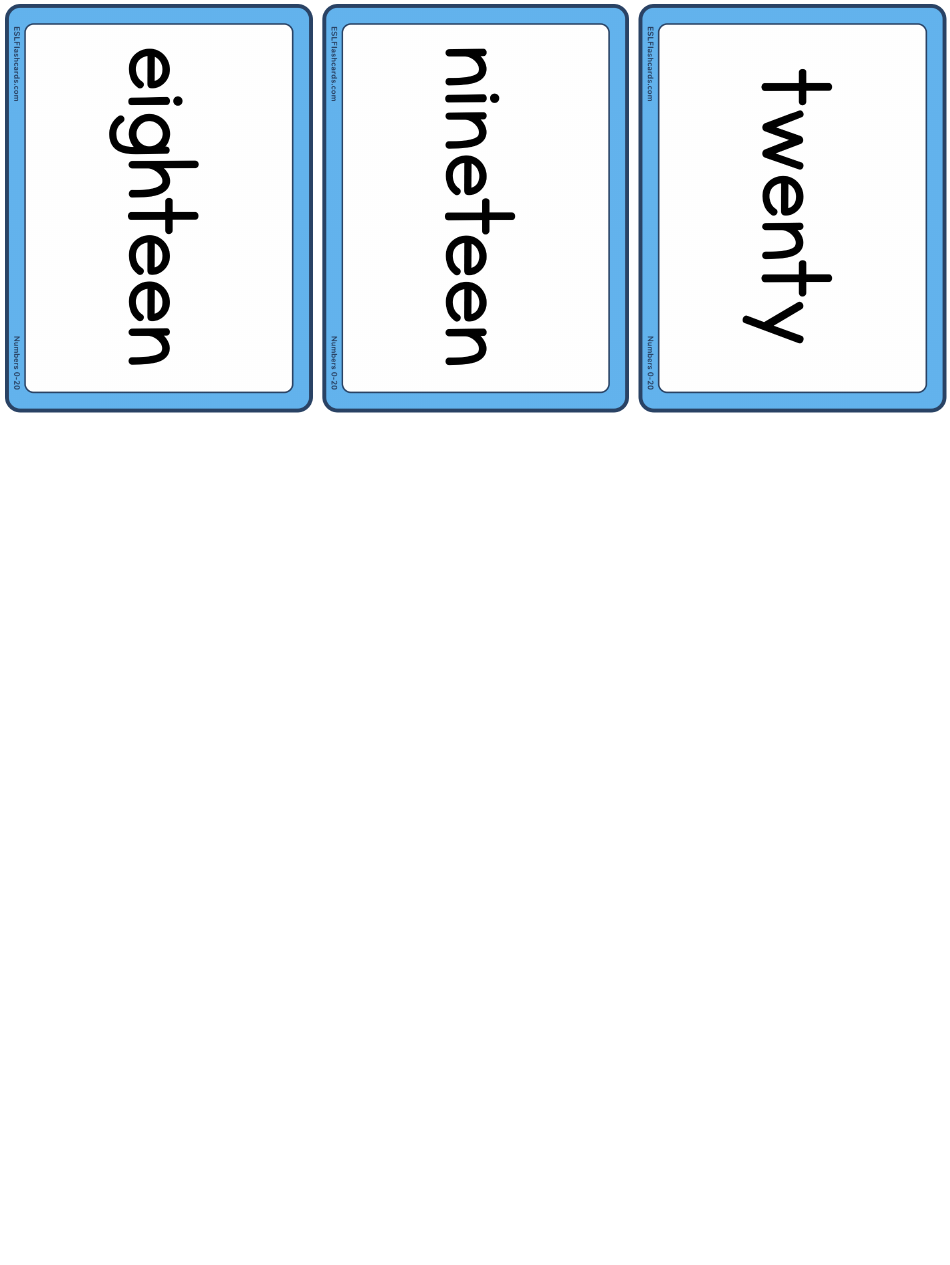 Small Number Flashcards With Words Only, Page 3