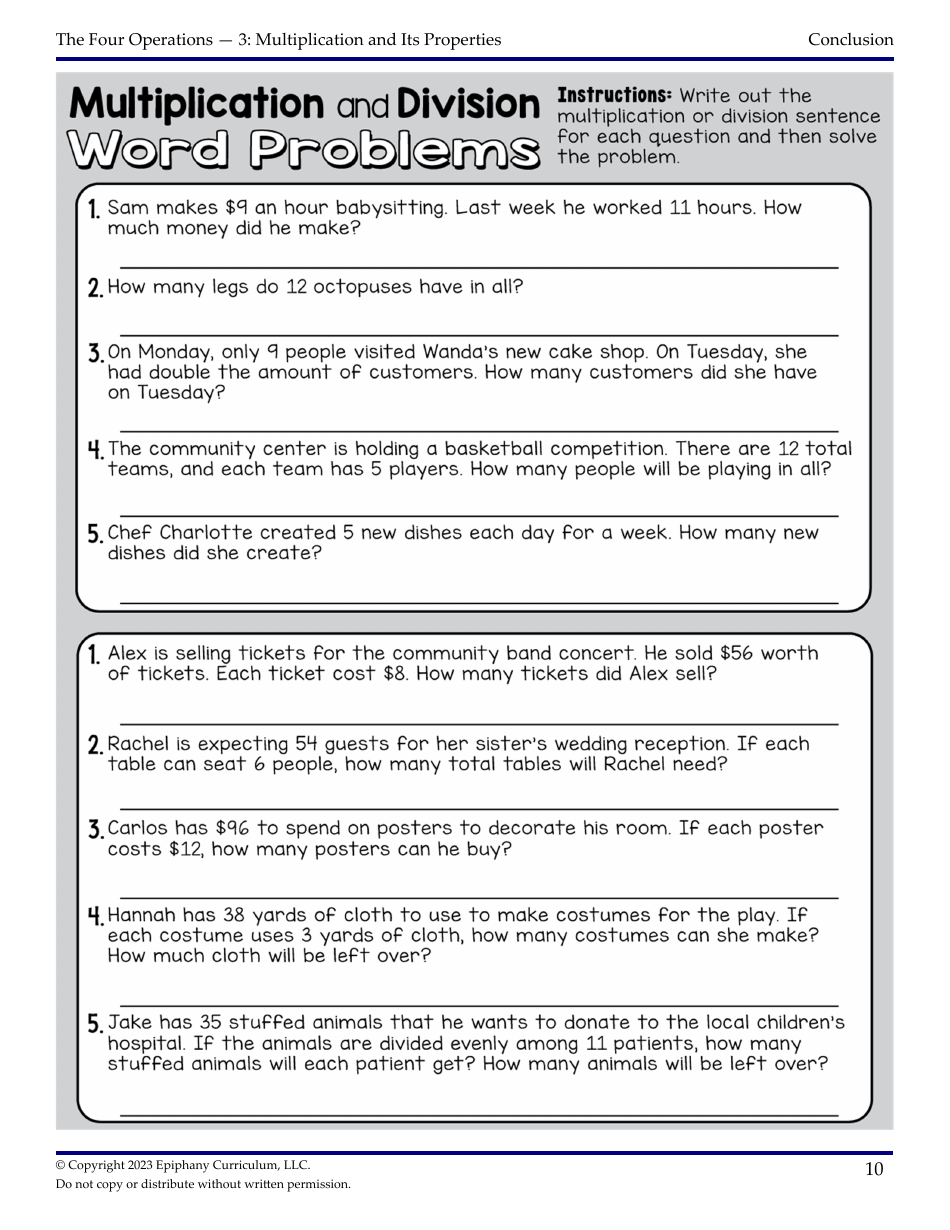 Math Lesson Plan: Multiplication and Its Properties (2 Days) - Epiphany Curriculum, Page 10