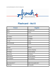 Document preview: French Flashcard - Act 8