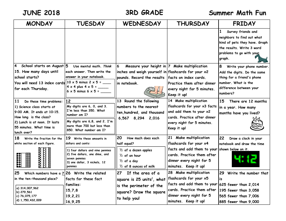 3rd-grade-summer-math-fun-calendar-download-printable-pdf-templateroller