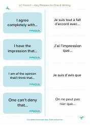 Document preview: French Flashcards - Key Phrases for Oral and Writing