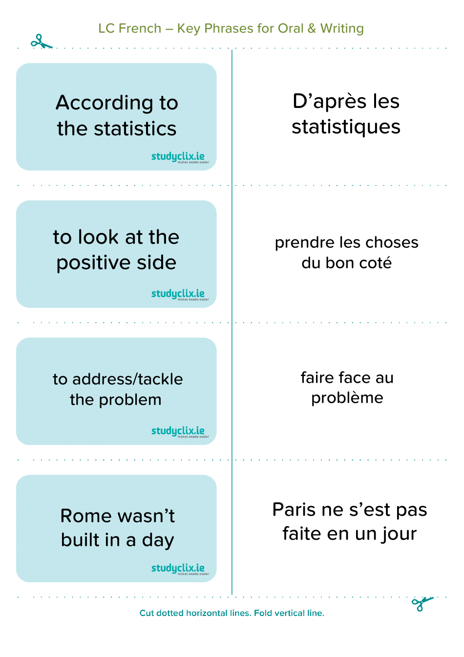 French Flashcards - Key Phrases for Oral and Writing, Page 11