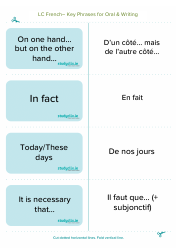 French Flashcards - Key Phrases for Oral and Writing, Page 2