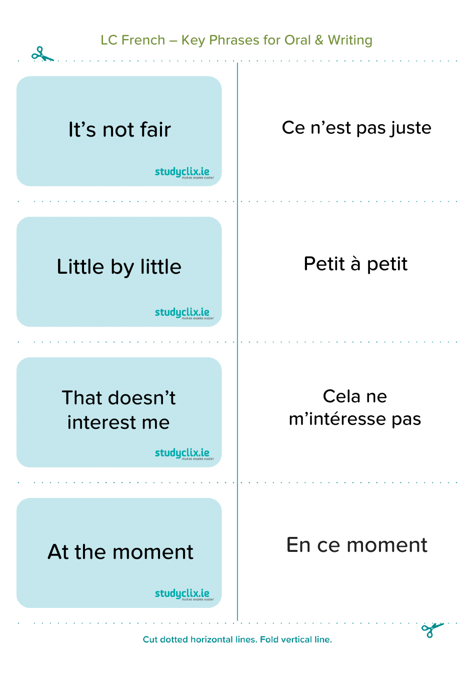 French Flashcards - Key Phrases for Oral and Writing, Page 4