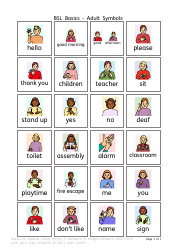 Document preview: British Sign Language (Bsl) Flashcards - Adult Symbols