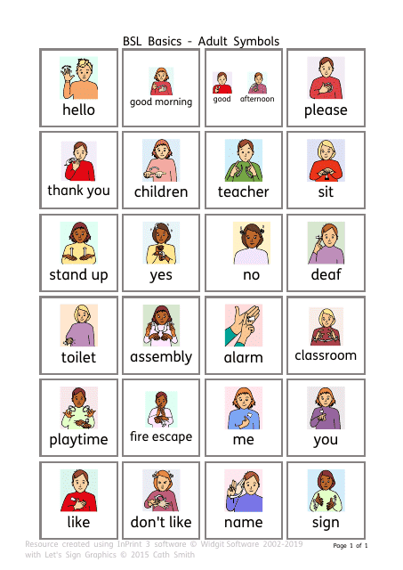 British Sign Language (Bsl) Flashcards - Adult Symbols