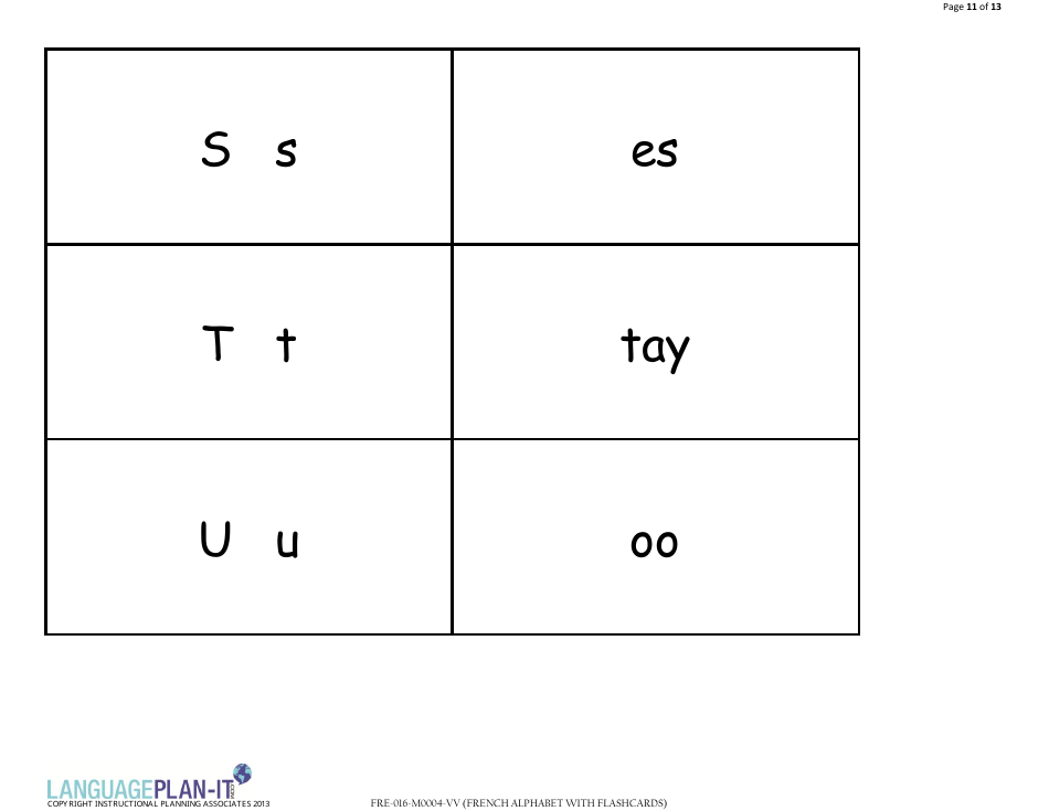 French Alphabet Flashcards (English / French), Page 11
