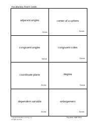 Document preview: Math Vocabulary Flash Cards - Big Ideas Learning