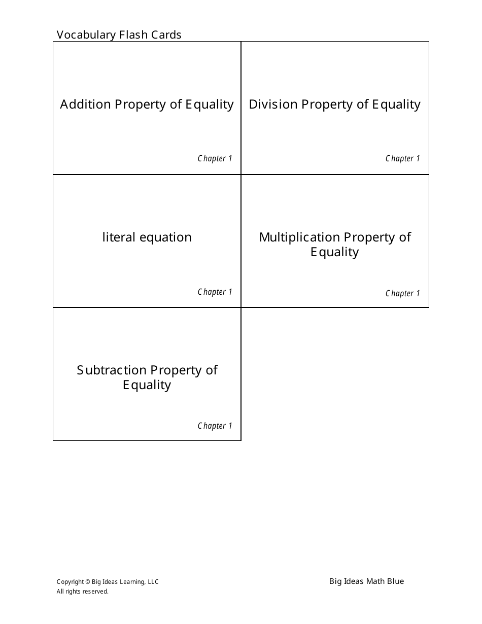 Math vocabulary flash cards big ideas learning download printable pdf
