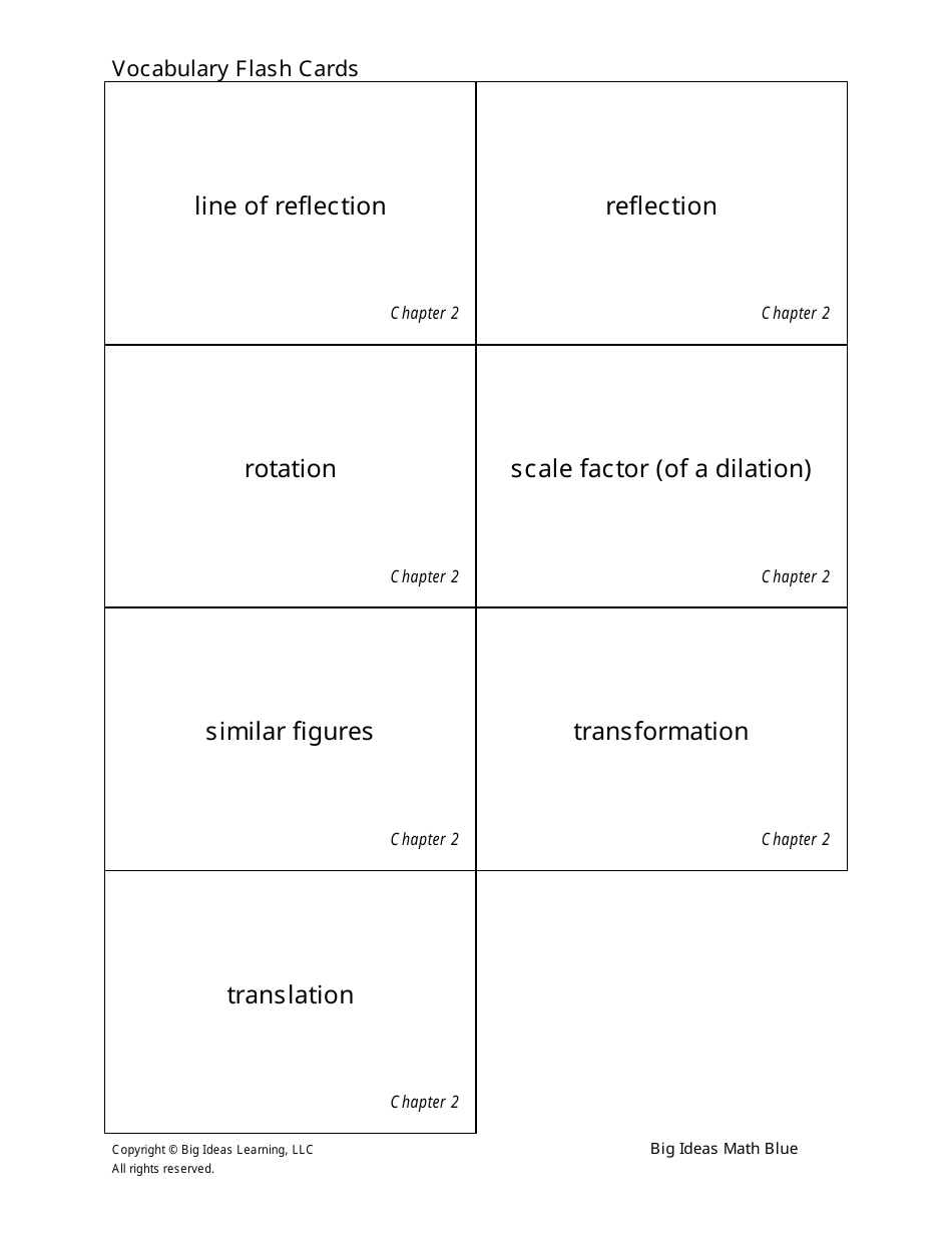Math Vocabulary Flash Cards - Big Ideas Learning, Page 17