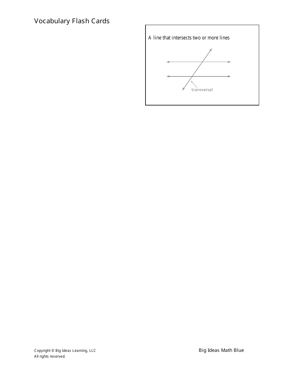 Math Vocabulary Flash Cards - Big Ideas Learning, Page 24