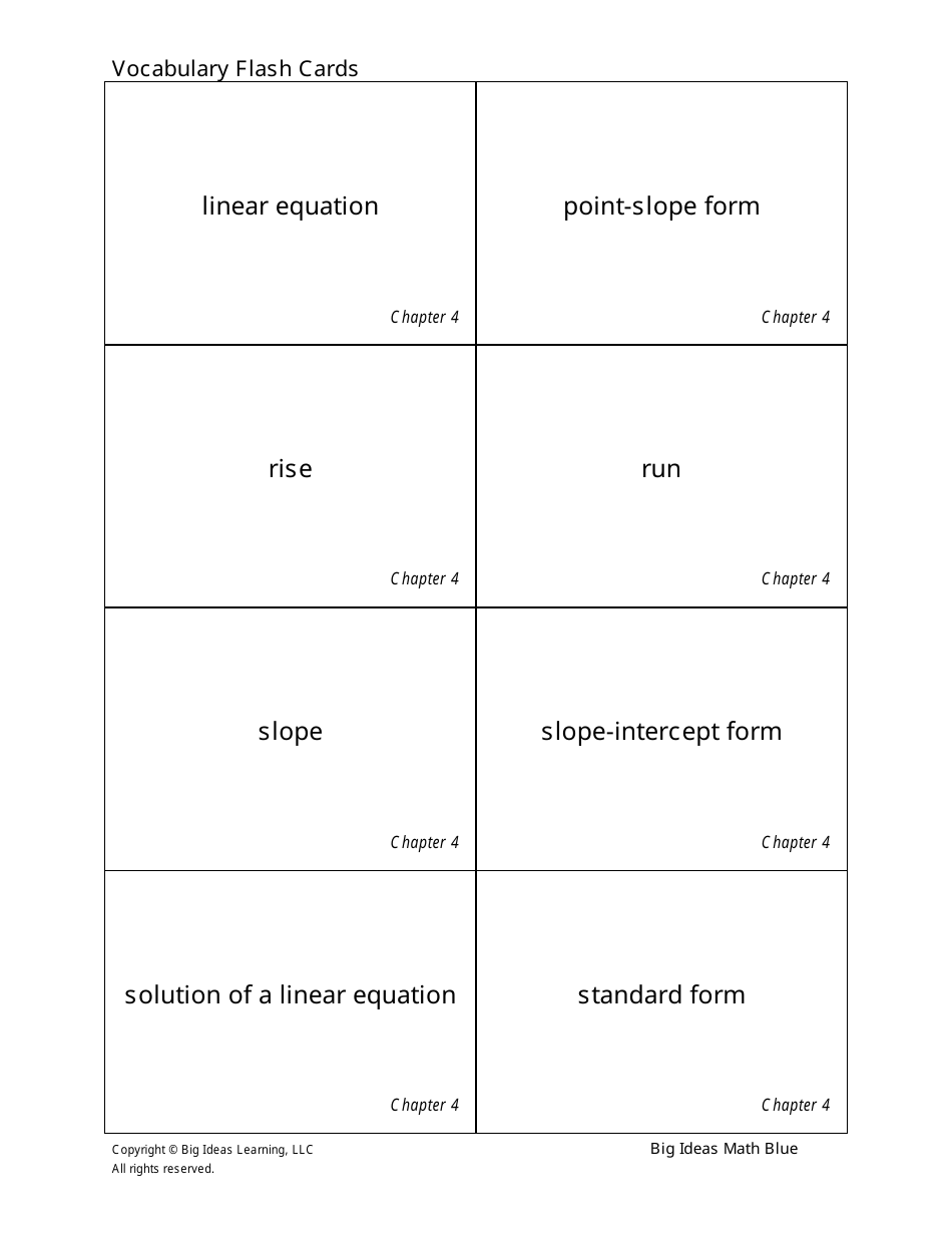 Math Vocabulary Flash Cards - Big Ideas Learning, Page 25