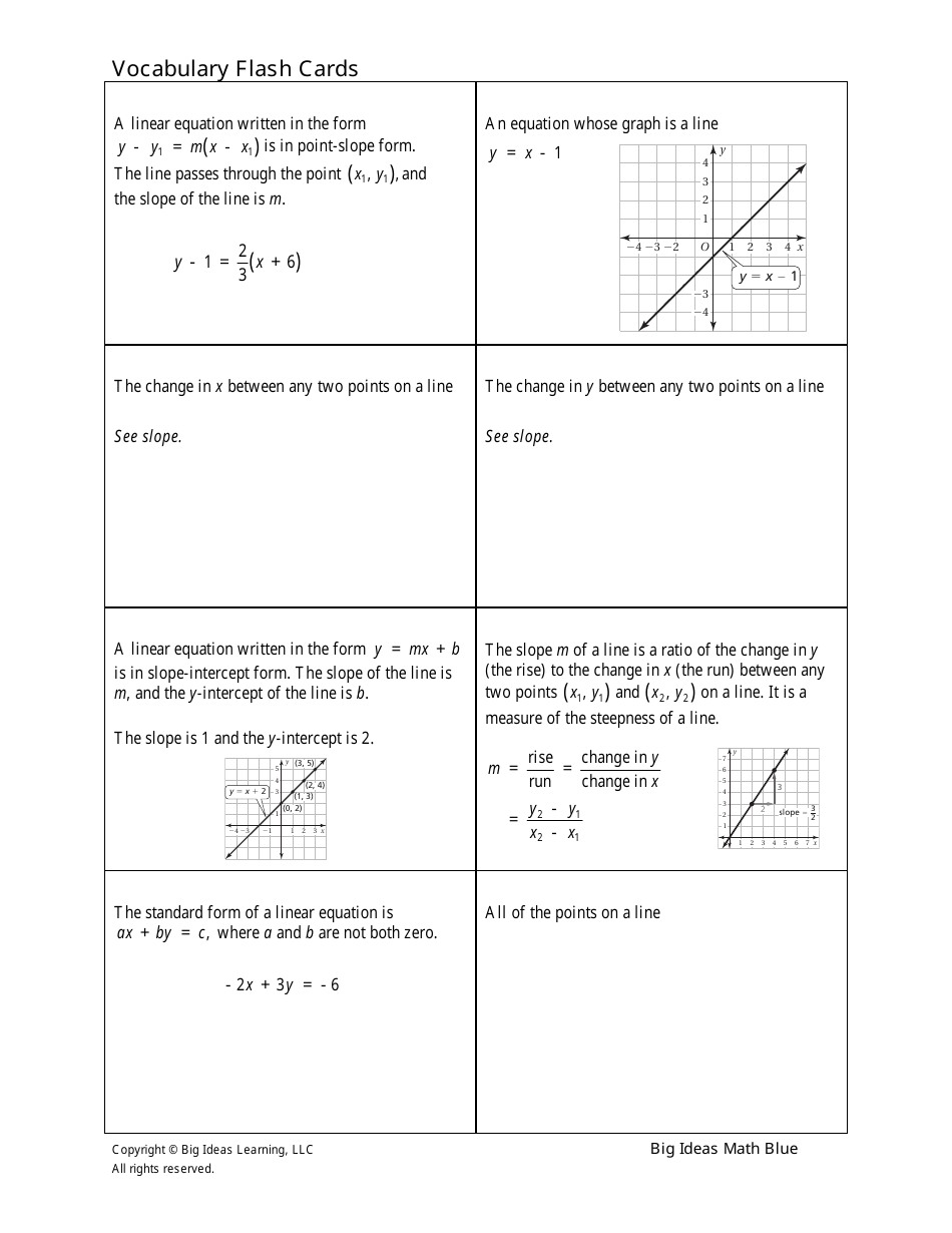 Math vocabulary flash cards big ideas learning download printable pdf