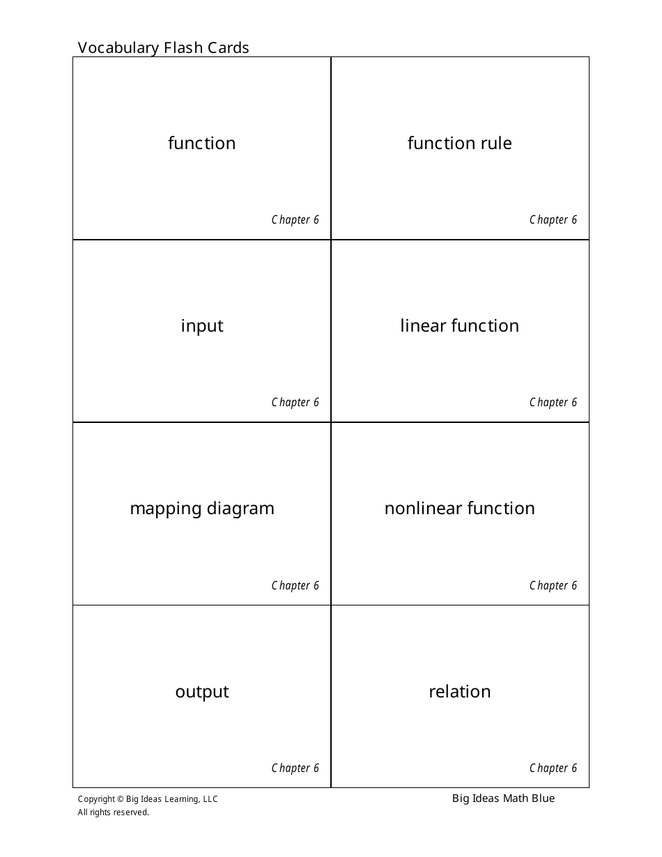 Math Vocabulary Flash Cards - Big Ideas Learning, Page 31
