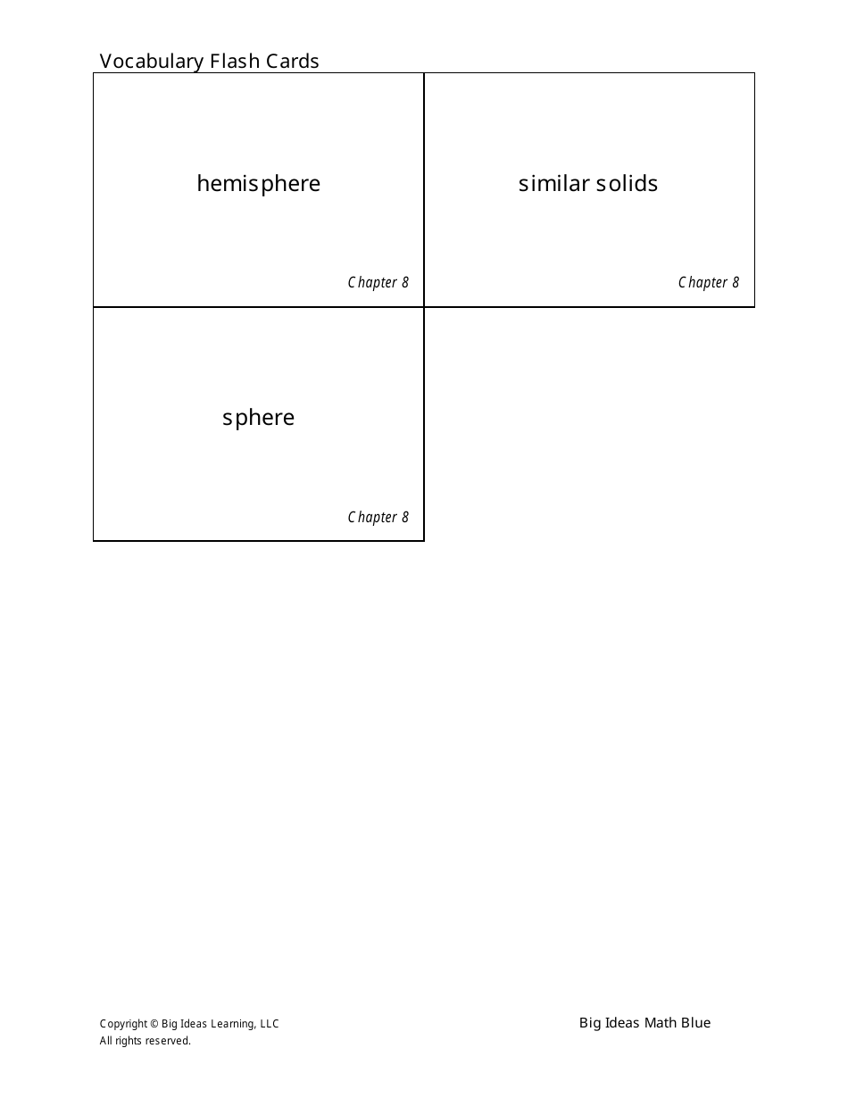 Math Vocabulary Flash Cards - Big Ideas Learning, Page 37
